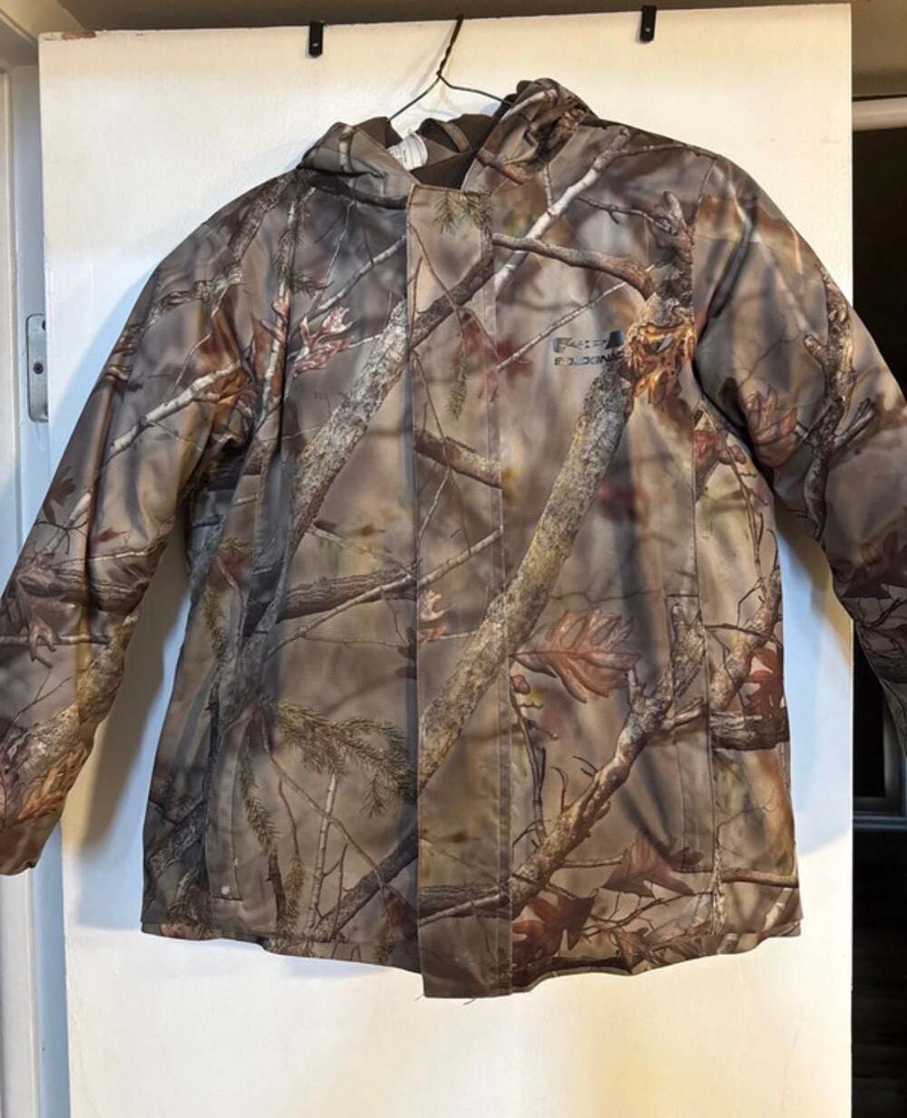 Decathlon Childs Soganac Camo Hooded Full-Zip Jacket, insulated